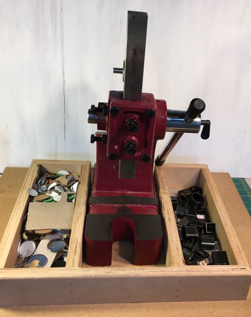 Arbor press in the plywood stand my brother made for me.