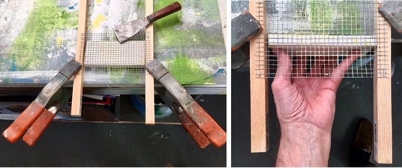 grid parts tools clamped to workbench.jpg