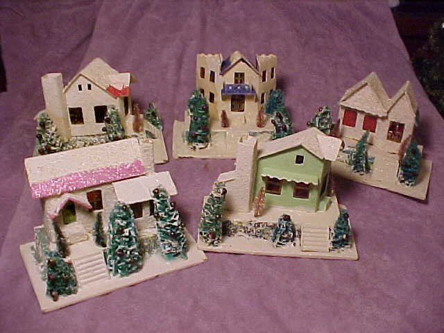 large 1950s Made-in-Japan Christmas putz houses
