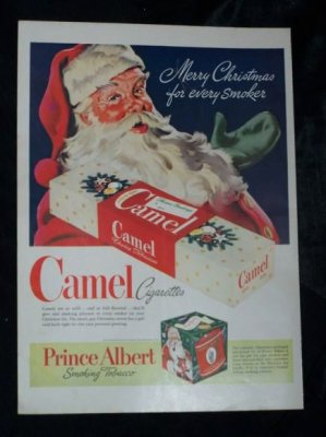 1950s Christmas cigarette ad with Santa Claus