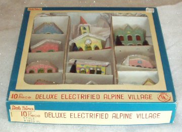 Alpine Village houses Christmas 
light string