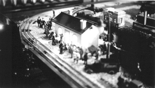 Vintage Christmas Lionel trains layout photo
