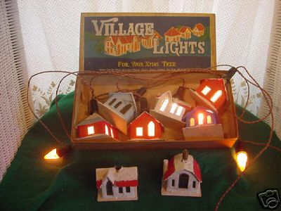vintage Japan boxed carboard house 
Christmas light set