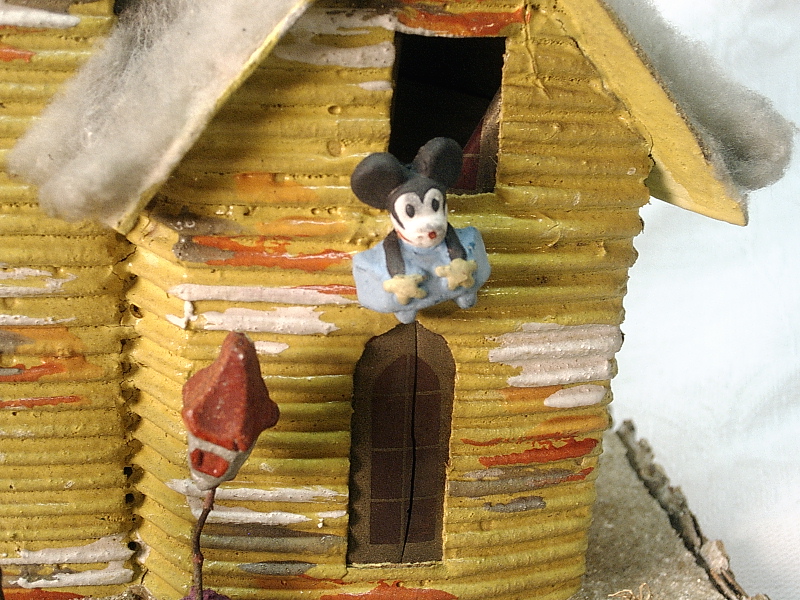 Antique Mickey Mouse Christmas Village Putz House