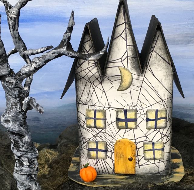 Triple Gable Gothic Spider web Halloween house.jpg