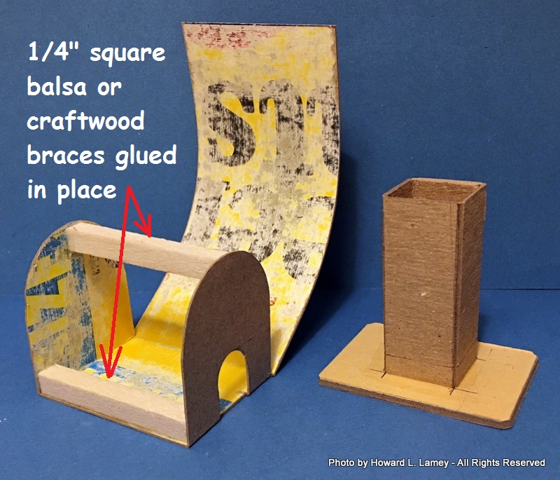 mailbox parts with two braces glued in place.JPG