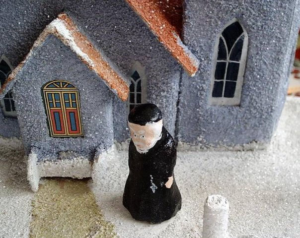 Antique Christmas village putz house collectible