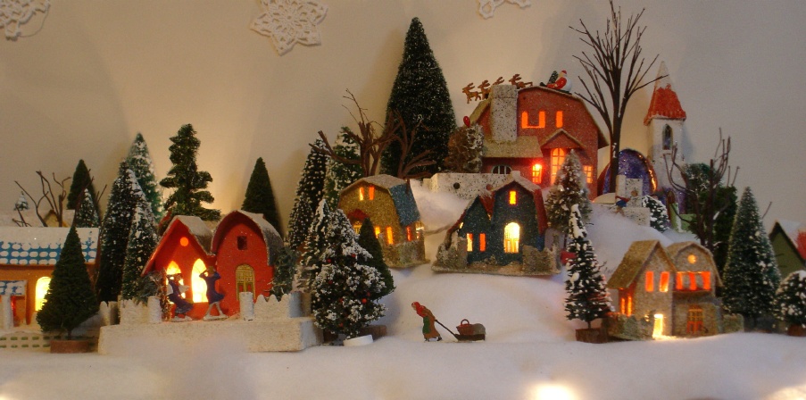 vintage Christmas village display
