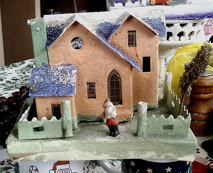 Repair of crushed Christmas village house base