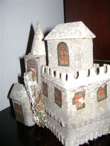 vintage Christmas candy box castle house